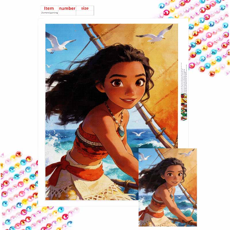 Disney Moana ocean adventure diamond painting handmade diy5D mosaic art kit home decoration gift Round 20x30cm