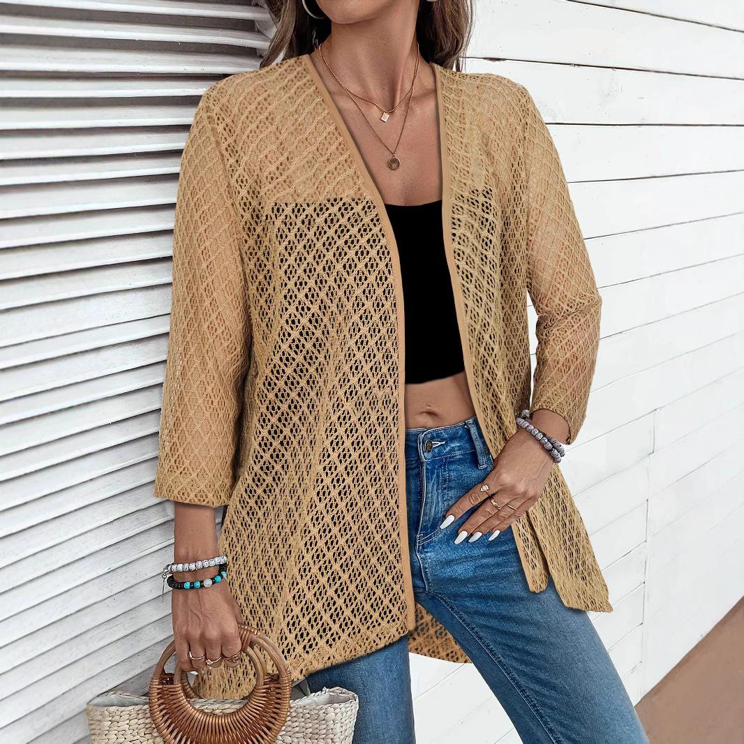 

Отпускной халат, шаль, ажурная пляжная и приморская вязаная солнцезащитная куртка, кардиган S