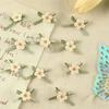 10Pcs Green Bow Embroidered With Small Flowers Patches Applique Clothing Patch Decoration