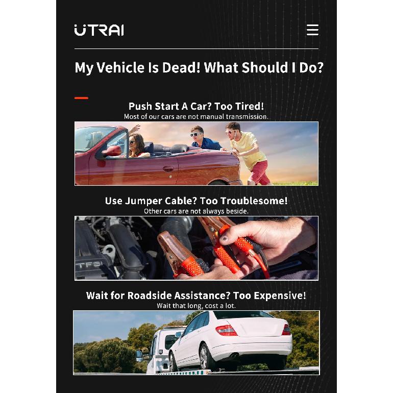 UTRAI Power Bank 2000A Jump Starter Portable Charger Car Booster 12V Auto Starting Device Emergency Car Battery Starter