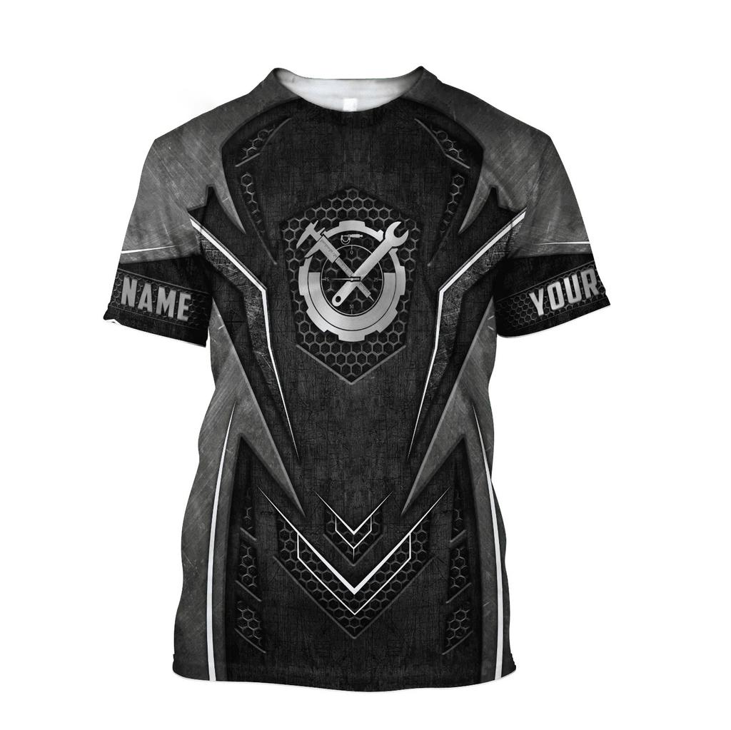 Men's T-shirt Retro T-shirt Summer Clothing Personalized Name Mechanic 3D Printed Top 5XL Street Casual