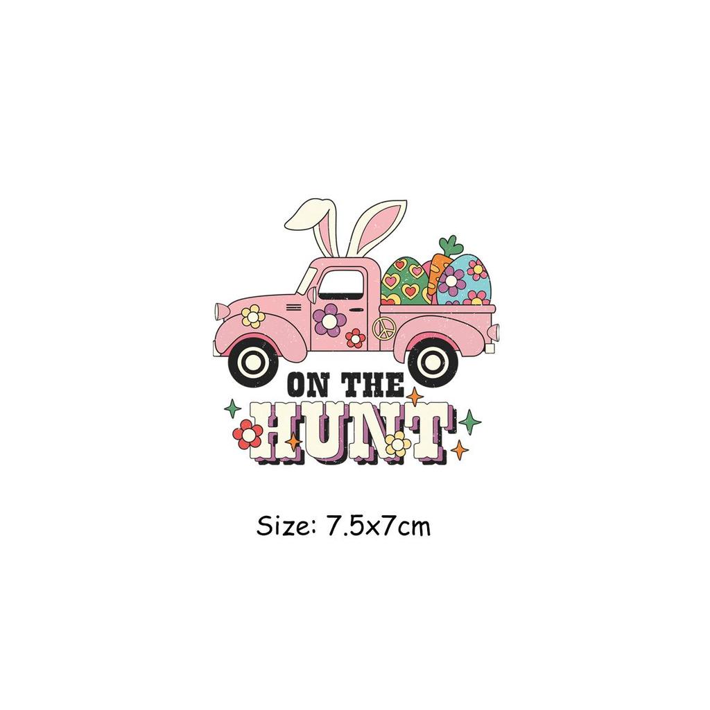 Happy Easter Designs Patch On Clothes Fashion Heat Press Appliqued Jeans Diy Accessory Sticker Stripes Patch Decals Bunny Wishes