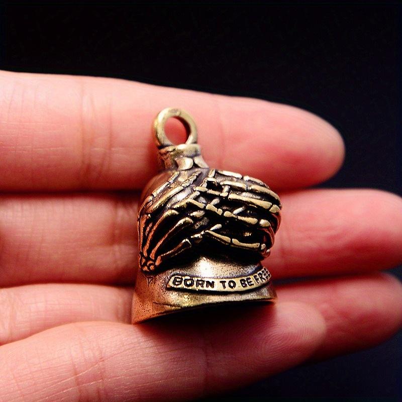 

1pc New Pure Brass Bell Keychain Pendant Creative Skeleton Bell Key Chain Bag Pendant Car Hanging Decorations