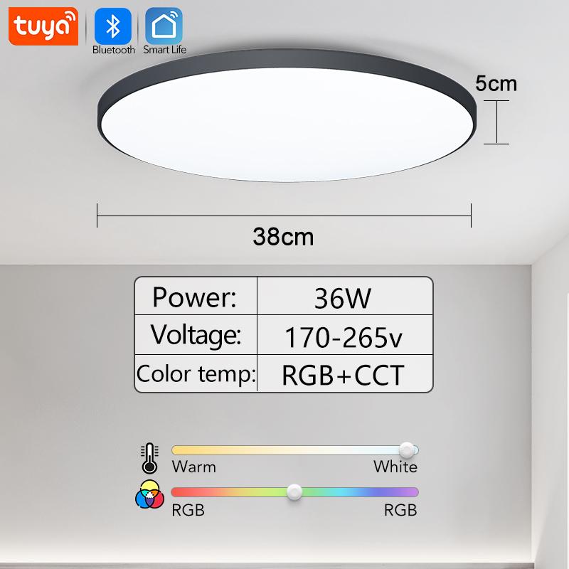 MARPOU Smart Bluetooth LED Round Ceiling Light RGBCW Tuya APP Dimmable with Music Speaker Home Bedroom Living Room Ambient Light
