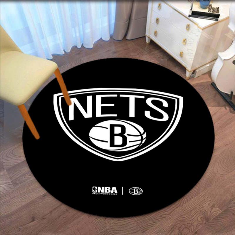 Brooklyn Nets Printed Round Rug Carpet Chair Rug Area Rug Entryway Doormats,for Office Chair Living Room Bedroom Kitchen Room.