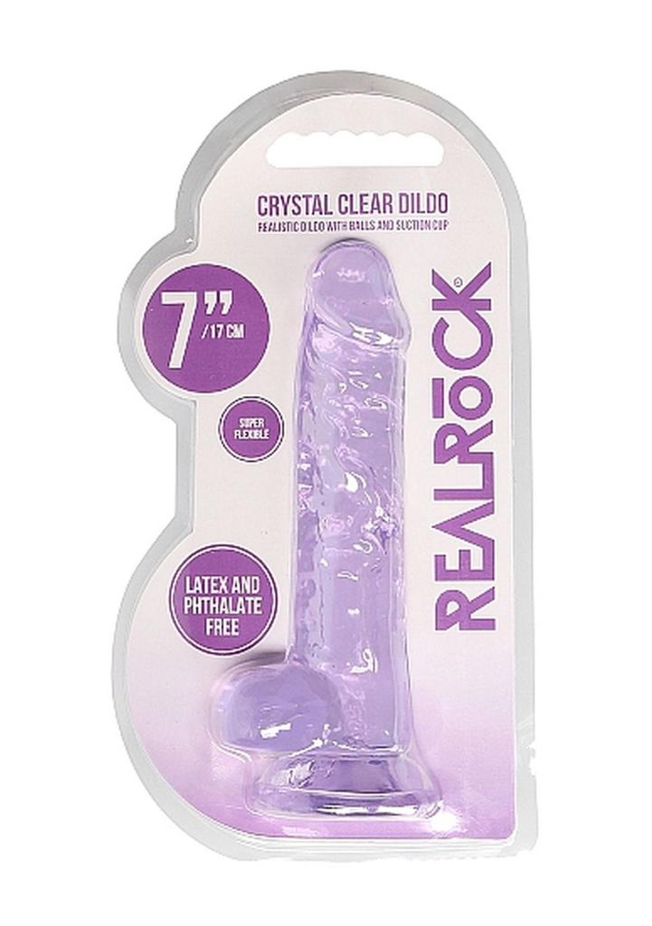 Dildo Z Przyssawką I Jądrami Crystal Clear Realrock 18Cm Fioletowy