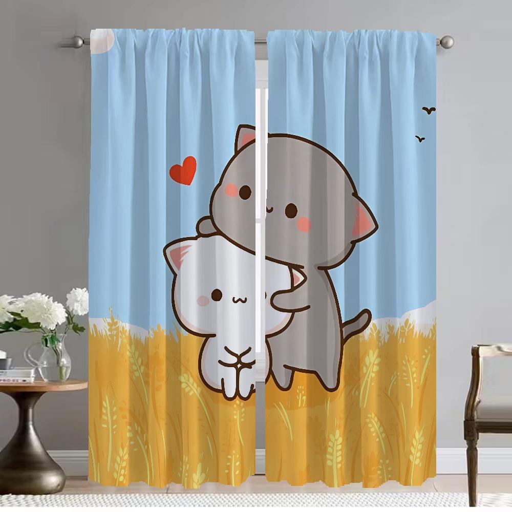 

Оконная занавеска для комнаты 2 панели персиковый моти кошка украшение на Хэллоуин абажуры занавески детская комната домашний интерьер занавески перегородка W50xH70cmx2pcs-CL