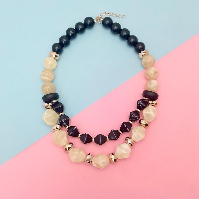 

Двухслойное ожерелье из неправильных акриловых бусин для женщин, стильное, ручной работы, из бисера, эффектное, шикарное, подарки