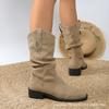 Large size pointed western temperament 22 autumn and winter boots thick heel sleeve beautiful pile fashion boots