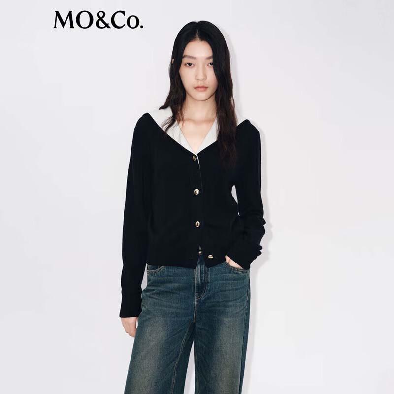 

MO&Co. Women s Nautical Lapel Cropped Long-Sleeve Cardigan S