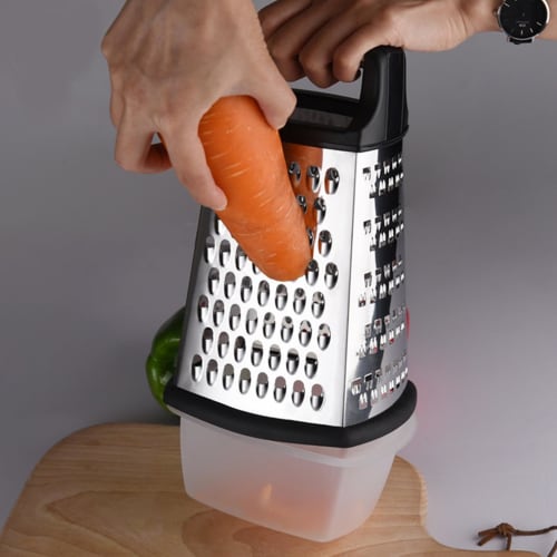 Box Grater - Cheese Grater with Storage Container, 4-Sided Stainless Steel Box Grater with Removable Storage Container, Multi-Function Kitchen Grater