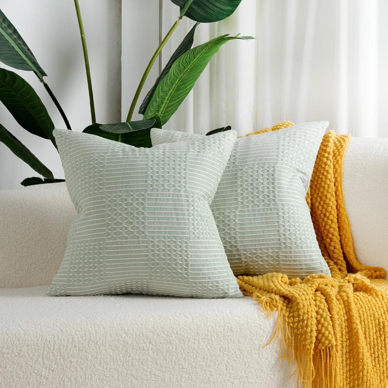 45X45Cm Single Pillowcase Without Core Simple Modern Geometric Pattern Cotton Thread Woven Jacquard Pillowcase Single Pillowcase Without Core