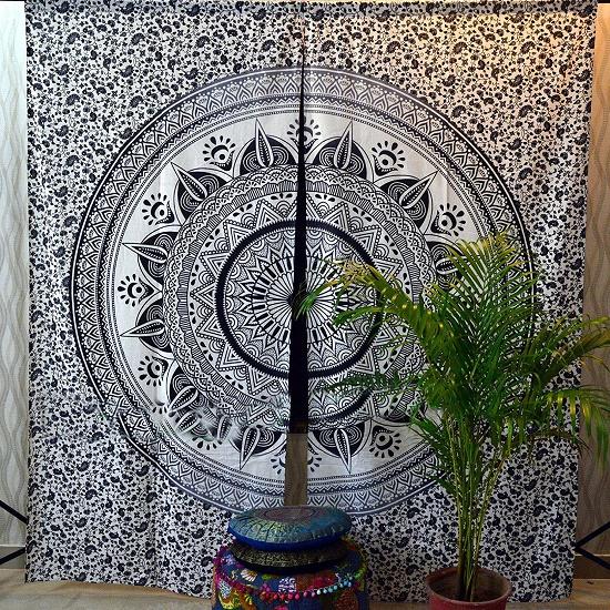 Hippie Baho Style Window Treatment Throw Indian Mandala Curtains Cotton Bohemian Door And Window Curtains, Dorm Room Wall Art Decor Curtains