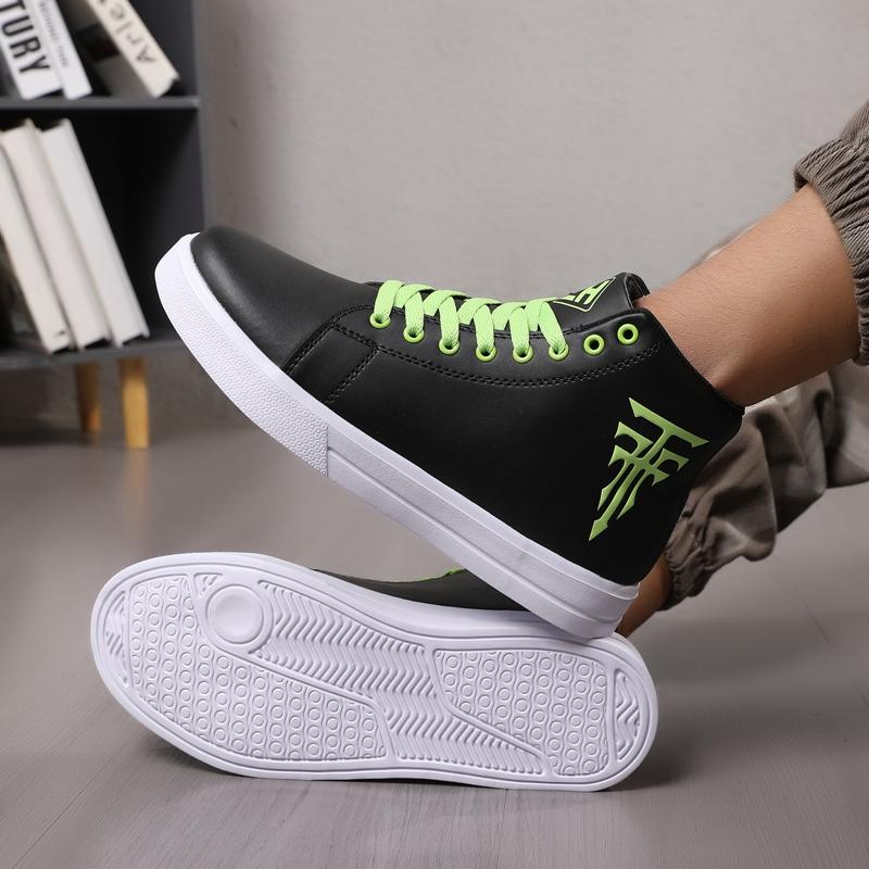 Fashion Print High-top Shoes Men Comfortable White Leather Sneaker Men Lightweight Men's Skateboard Shoes Big Size 48 Zapatillas
