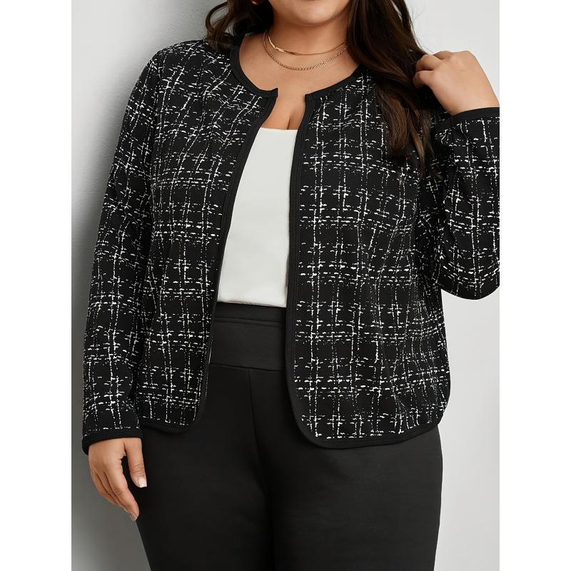 

Plaid Tweed Lattice Xiaoxiangfeng Cardigan F 98078 0XL