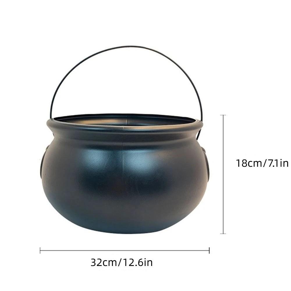 Plastic Halloween Cauldron Black Treat Container Festival Candy Bowl  Holiday Decoration