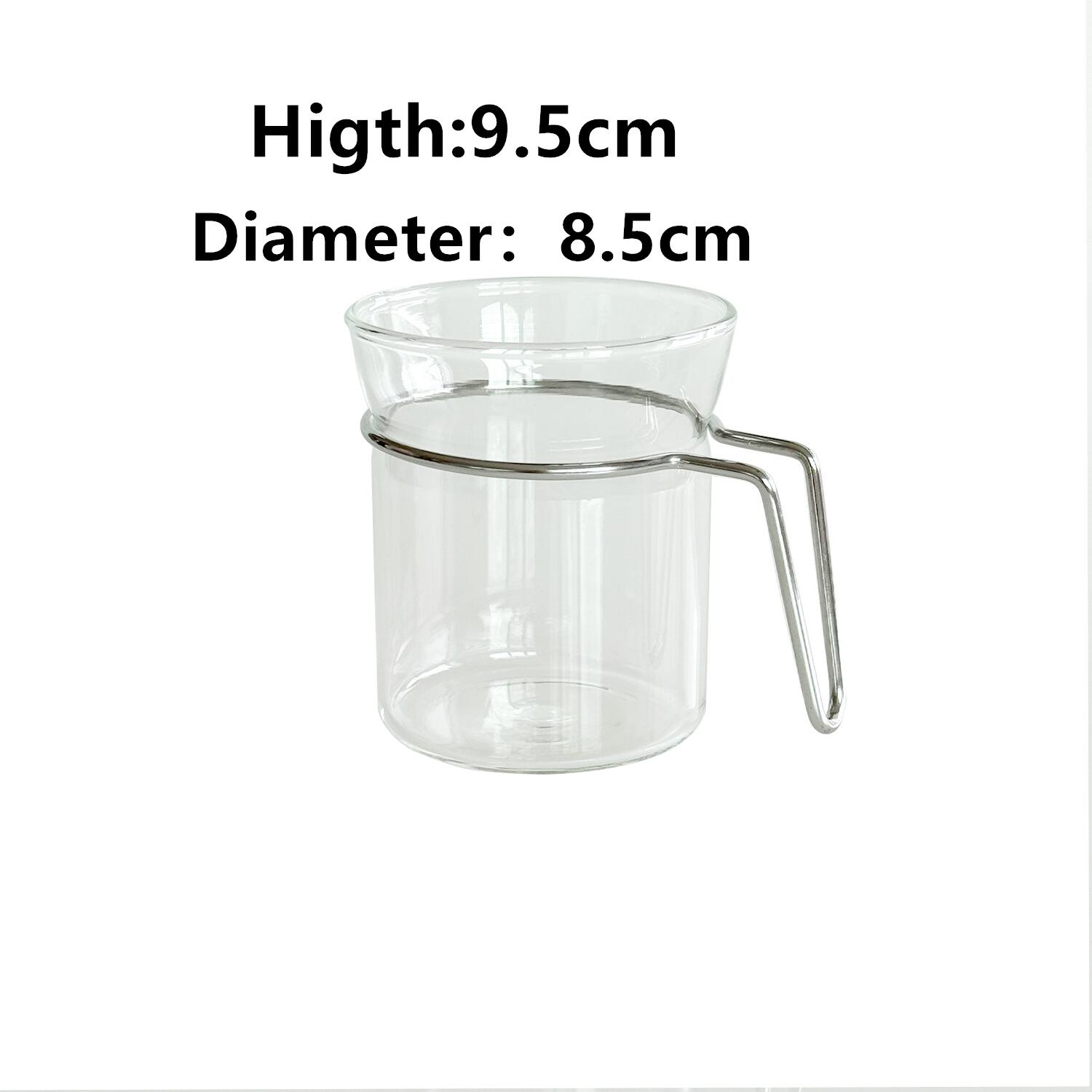 Light Luxury Coffee Milk Glass Cup Stainless Steel Cup Holder Glass, High Borosilicatehighc Milk Tea Cup 101-200ml