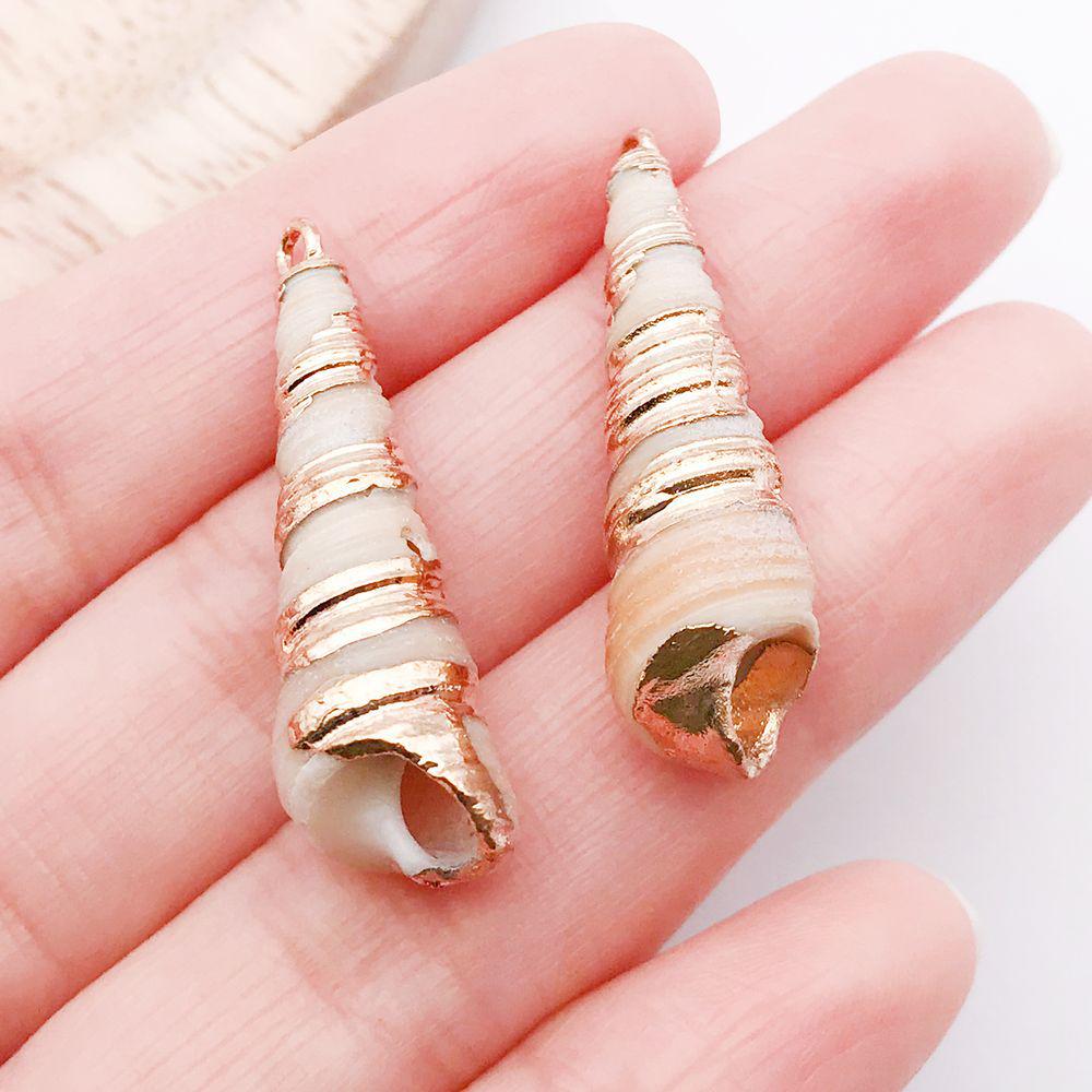 White & Yellow Electroplated Ocean Shell Conch Pendant Charm for DIY Jewelry