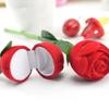 Simulation Flower Rose Ring Box with Leaves Flower Wedding Ring Box  Surprise Proposal