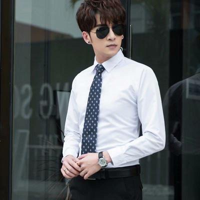 Men's Slim Fit Business Casual Long-Sleeve Shirt for Spring and Autumn
