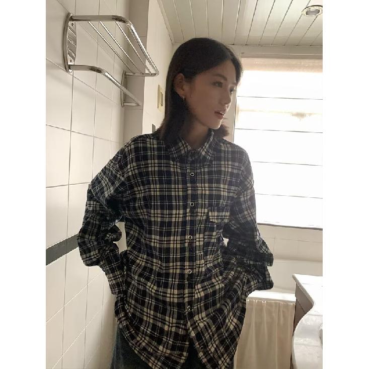 2024 Plaid Long Sleeve Shirt Japanese Hong Kong Style Ins Loose Shirt Boys Summer Trendy Versatile Casual Coat