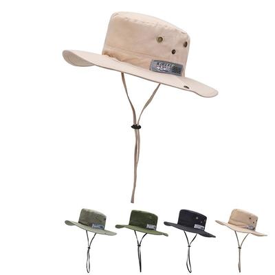 Sommer Sonnenschutz Fischerhut Herren Outdoor Große Krempe Angelhut Wandern Bergsteigen Sonnenhut mit Kordel Reise Vielseitiger Hut
