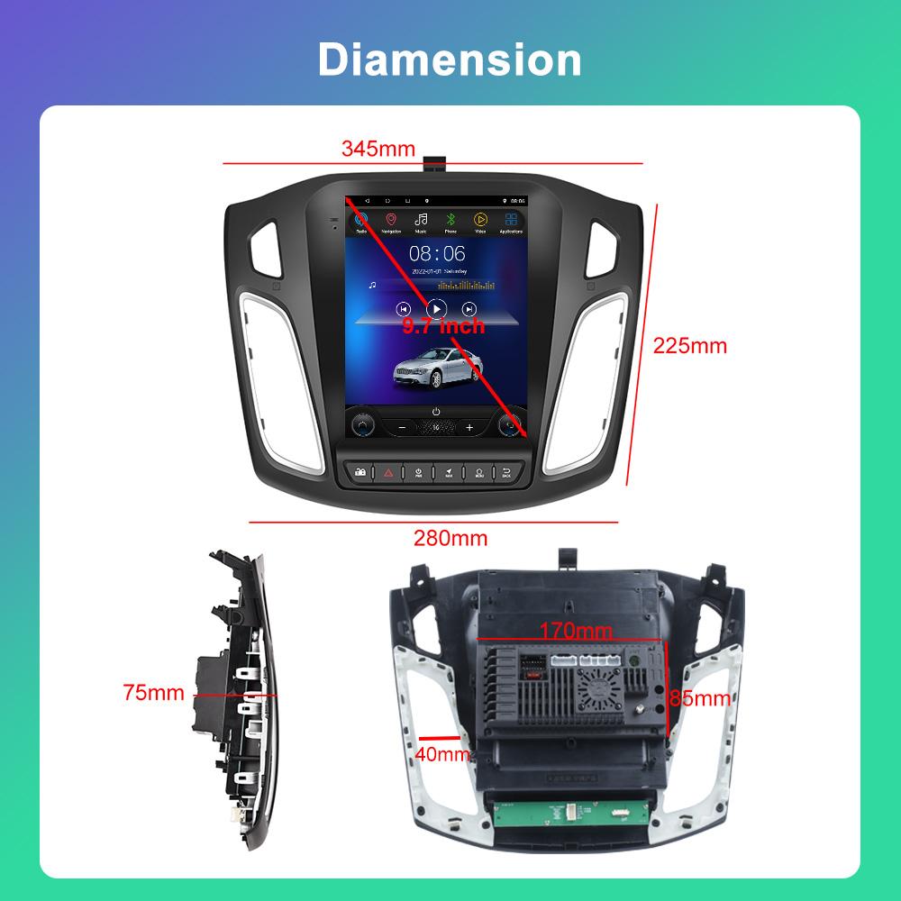 Reakosound 2 Din Android 12 Autorádio Pre Ford Focus 2012-2018 Multimediálny Prehrávač Videa GPS Navi Stereo RDS Rozdelená Obrazovka Carplay