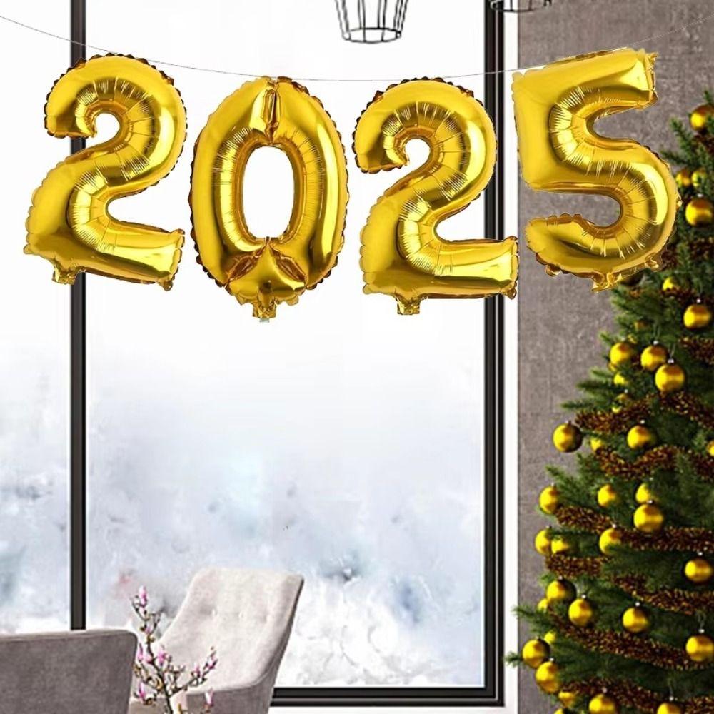 Inflatable Alphabet Balloons Happy New Year 2025 16 Inch Balloon Set New Colorful Foil Balloons