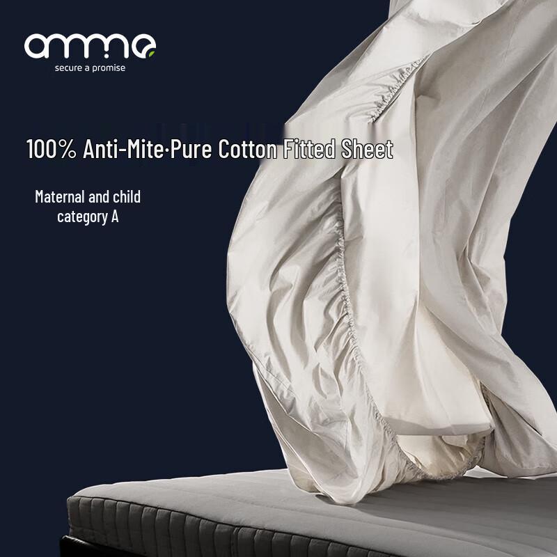 Anminuo Anti-Mite Cotton Mattress Protector Fitted Sheet 150x200cm (Max 32cm Depth)