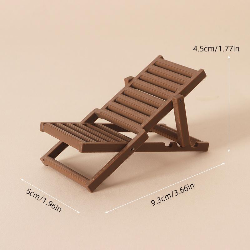 1/12 Dollhouse Miniature Foldable Beach Chair Deck Chair Model Dollhouse SImulation Furniture Decoration Accessory Pretend Play