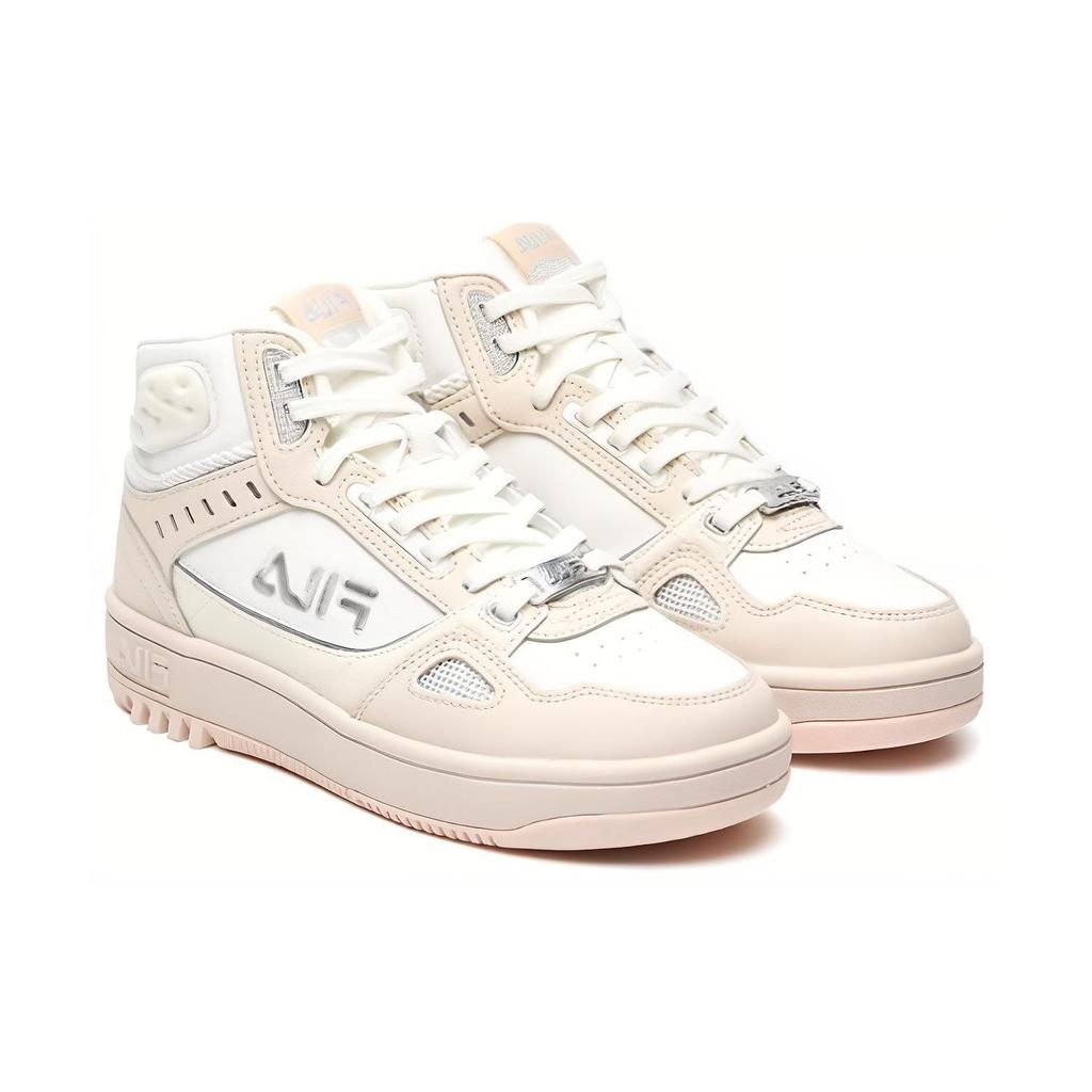 FILA Comfortable Daily Shock Absorbing Durable Mid-Top Retro Basketball Shoes Women sneaker Pink White F12W141211FST