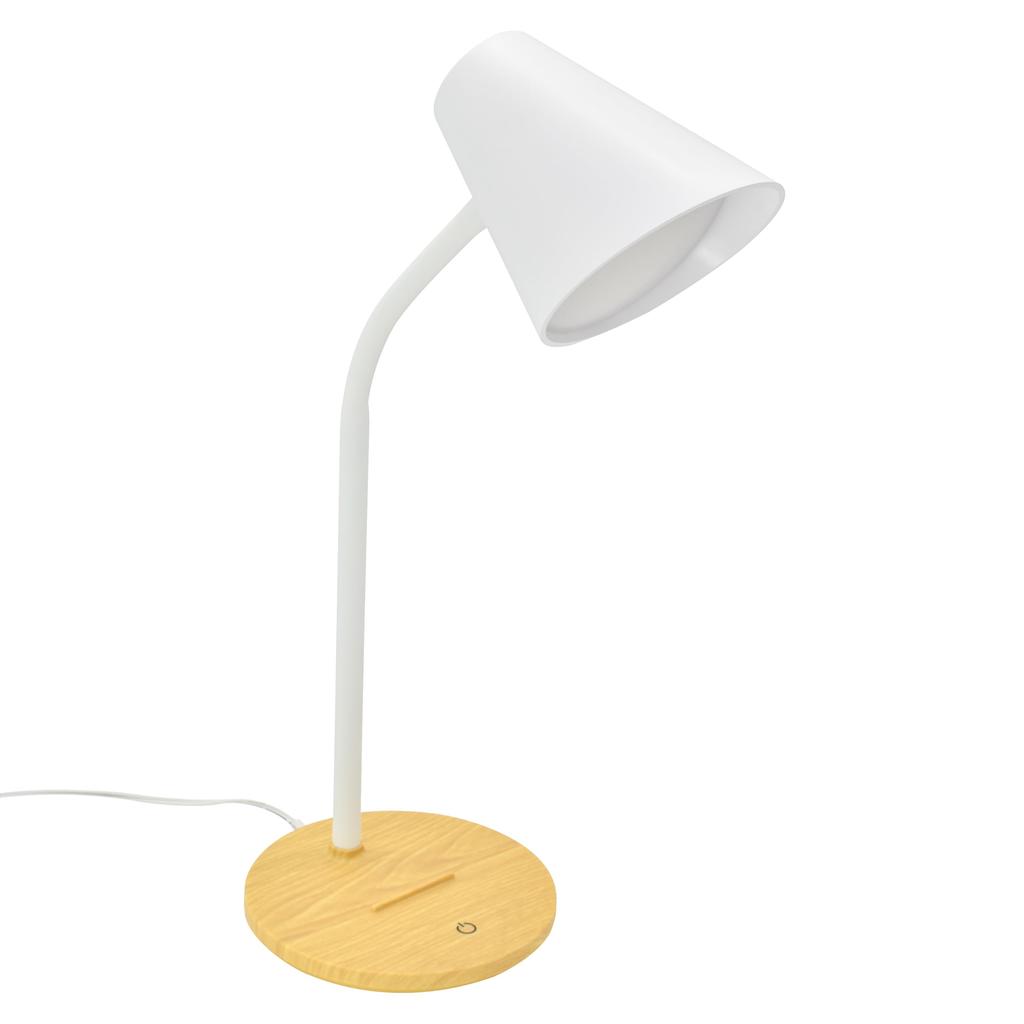 OHM OHM Electric LED Desk Light with Smartphone Stand, 500 Lumens, Daylight White, 3-Level Dimming, Flexible Arm, White, DS-LS24N-WN 06-3850
