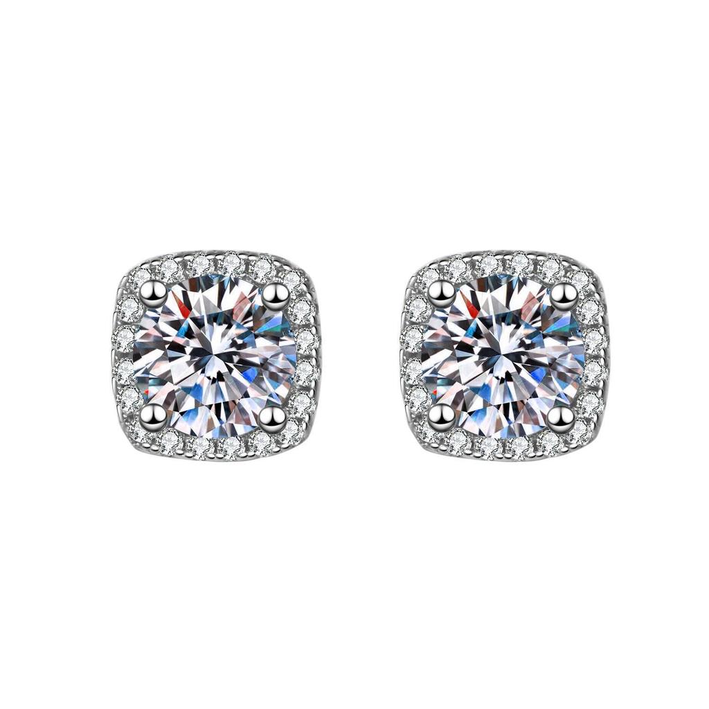 Moissanite Six-Claw Zircon Earrings - S925 Sterling Silver for Women