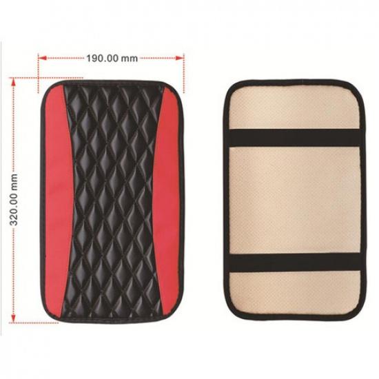 Car Armrest Pad Cover Center Console Box PU Leather Cushion Mat Accessories Red