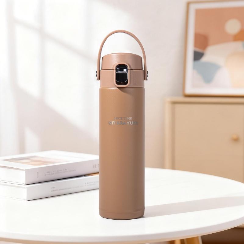 

JUSTINLAU 500ML Handheld Themos Cup Stainless Steel Pop-top Insulated Cup Leak-proof Portable Sports Fitness Mug Home Drinkware 500ML