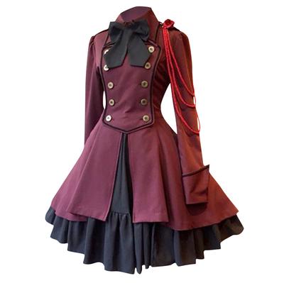 Moda damska Vintage Gothic Court Square Collar Patchwork Princess Dress