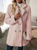 Women's Plush Double-Breasted Mid-Length Coat - Comfortable, Casual, Warm Suit Collar.
