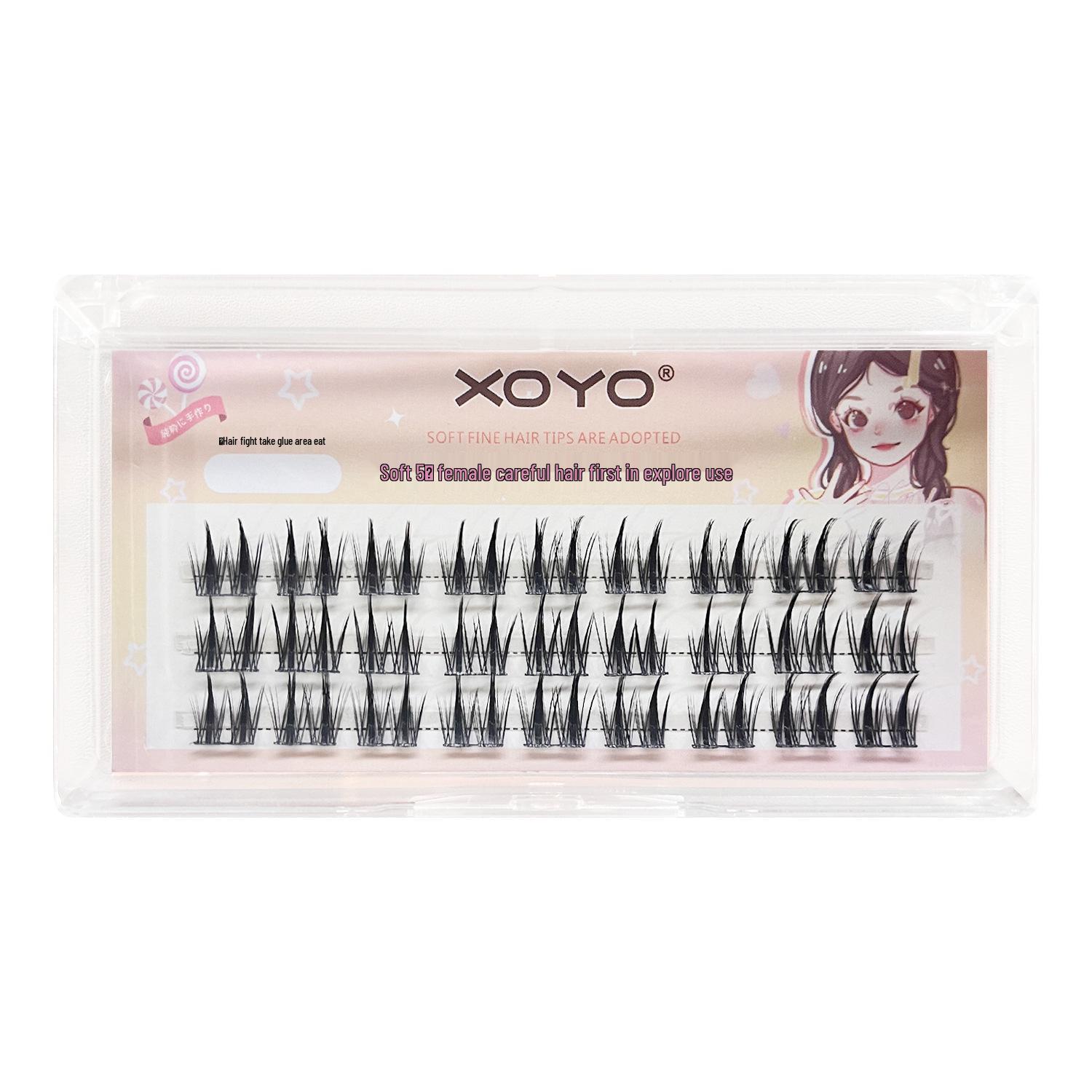 XOYO Glue-Free Double-Ended Wheat Ear Comic Style Eyelashes: Natural, Dense, Segmented False Eyelashes for Beginners.