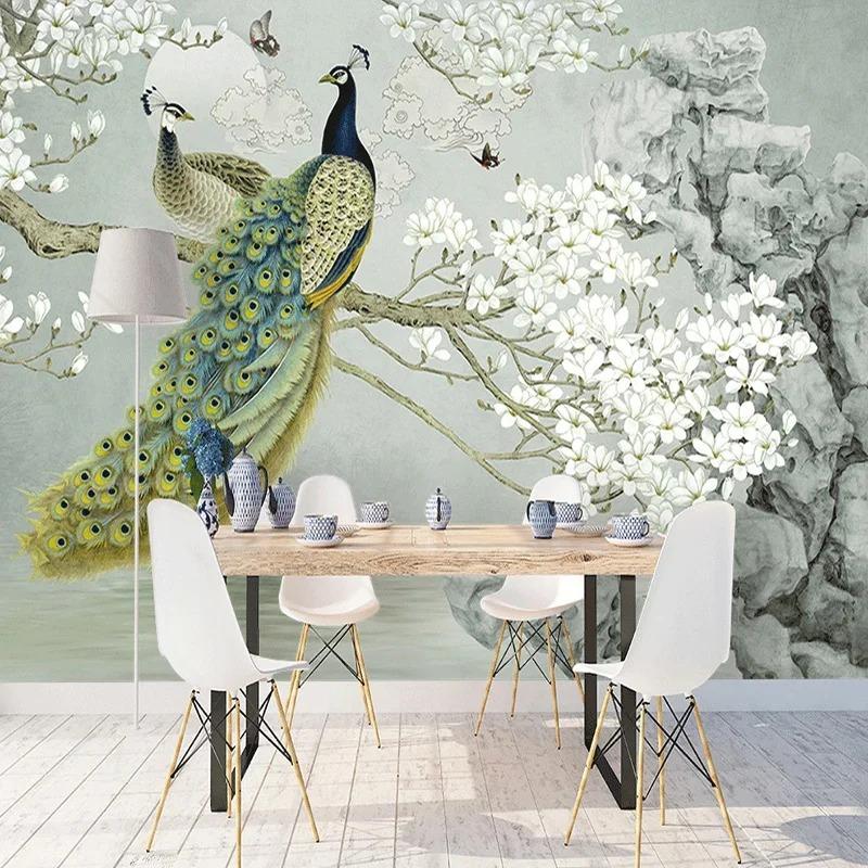 3d Peacock Wallpaper Magnolia Flowers Wall Mural Living Room Study Background Wall Paper Home Decor