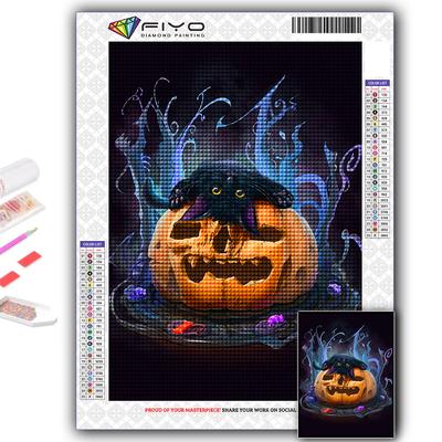 5D DIY Diamond Painting Halloween Pumpkin And Black Cat Cross Stitch Diamond Art Embroidery  Mosaic Home Deco