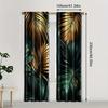 2pcs Luxurious Gold Tropical Leaf Printed Curtains, Designed for Light Filtering, Quality Material, Ideal for Modern Home Window