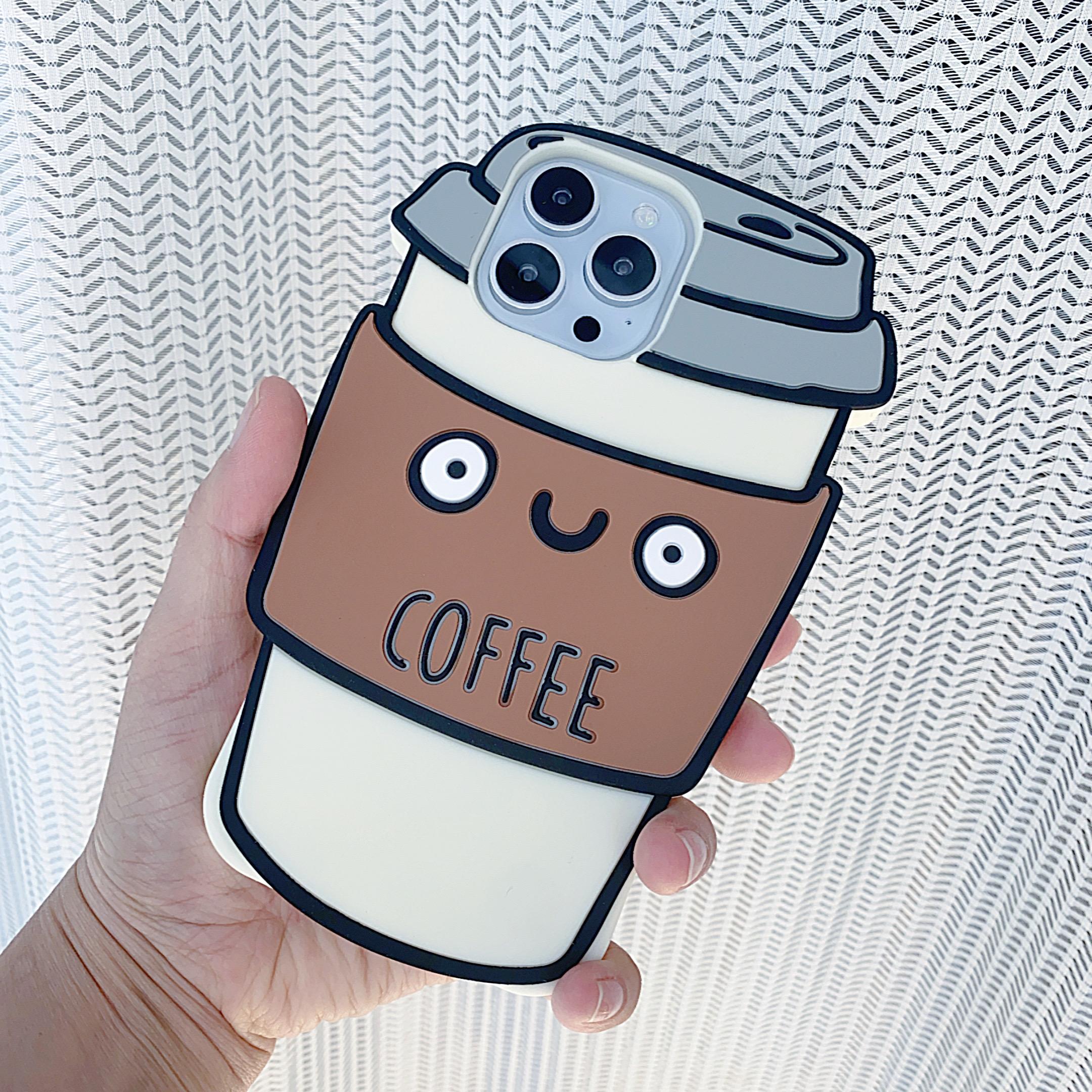 

Силиконовый чехол для телефона с изображением кофейной чашки, защитный чехол для iPhone 13/14/15/16 Pro Max for iPhone 14 коричневый