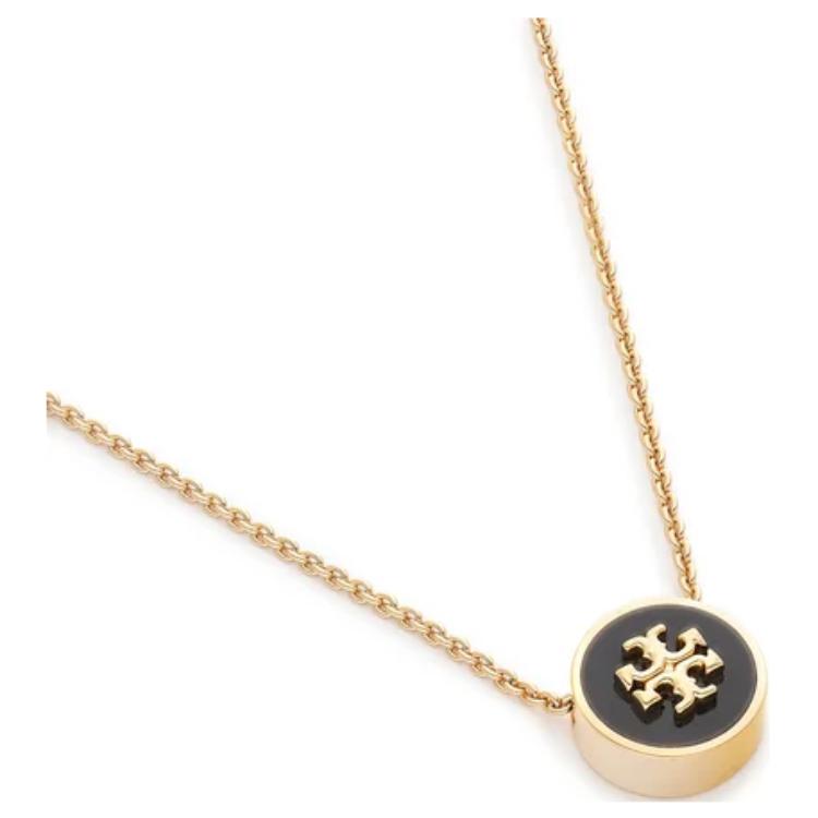 Tory Burch Logo Design Enamel Brass Necklace Women Necklace Gold 24A90549_700