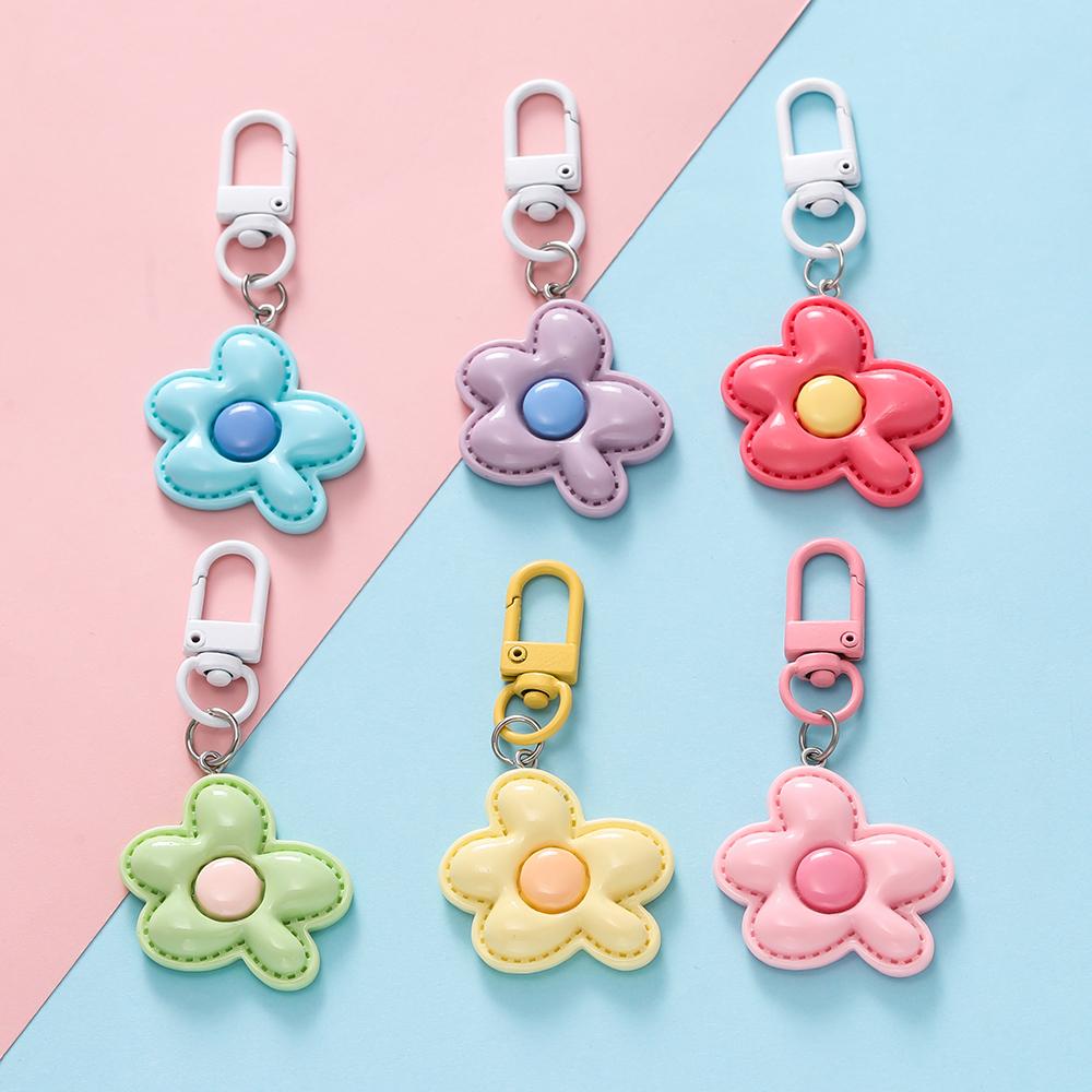 1pc Flower Keychain Cute Mini Resin Floral Keyring Colorful Pendant for Keychain Bag Decoration Accessories