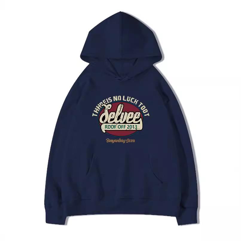 Season's new printed letter hooded sweater couple loose casual velvet