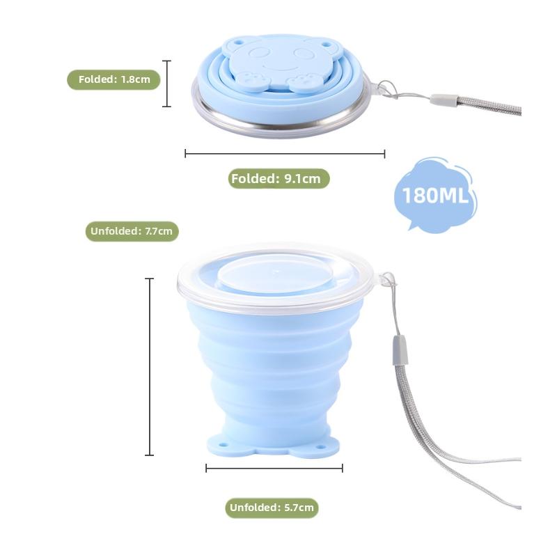 180Ml Portable Silicone Folding Water Cup Heat Resistant Foldable Mug With Lid For Outdoor Travel Drinking