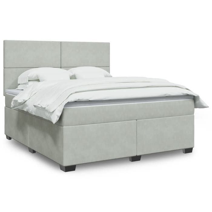 Maison Exclusive - Sommier à lattes de lit et matelas Gris clair 180x200cm Velours