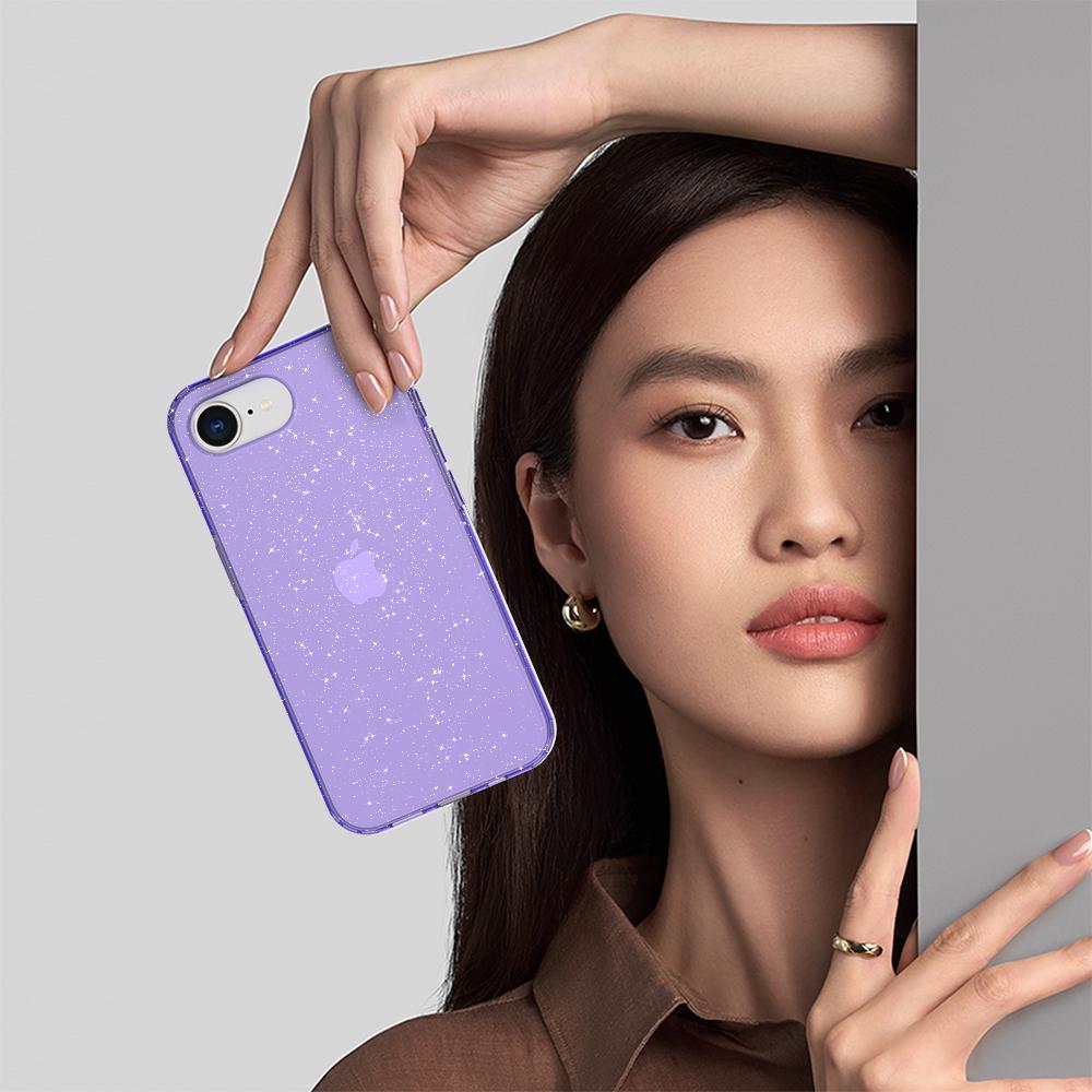 GW18 For iPhone 16e Case Glitter Powder Decor Clear TPU + PC Shockproof Phone Cover Anti Scratch