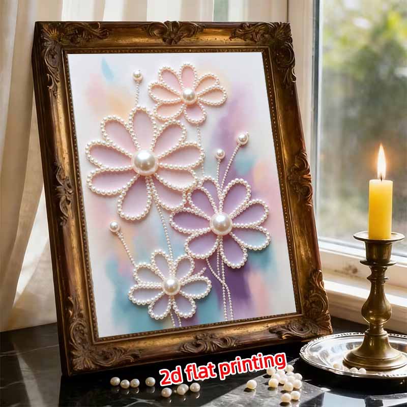 DIY Frameless Pearl Art Painting Kit Elegant Daisy Flower 3D Bead Canvas Handmade Craft for Adults Wall Decoration Gift