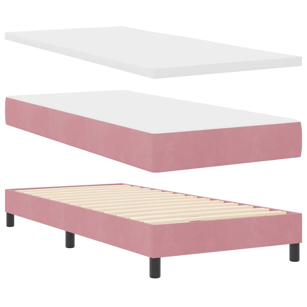 Box Spring Bed with Headboard Pink 200 x 90 cm Velvet